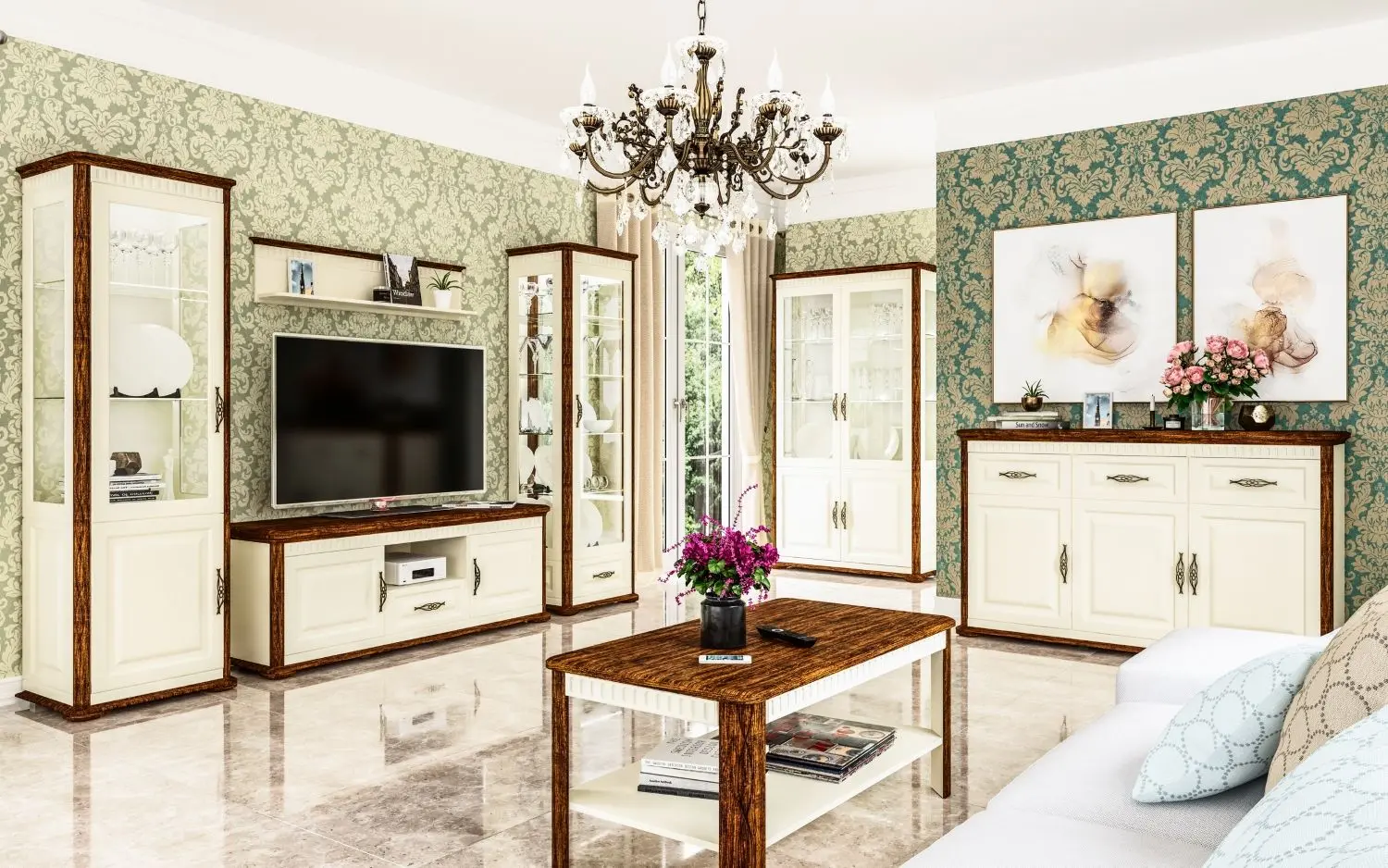 Vitrina Неман Marsel МН-126-11 Country Oak/Cream (Stinga/Dreapta)