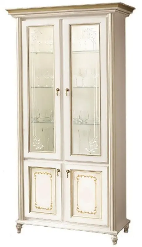 Витрина двухдверная Skay Верона Белый/Золото (без рисунка)