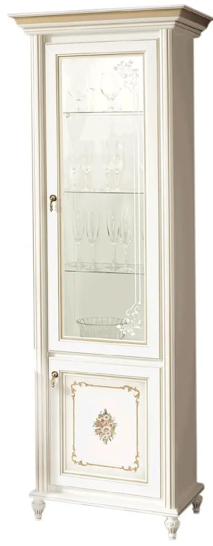 Vitrina cu o usa Skay Verona White/Gold (cu desen)