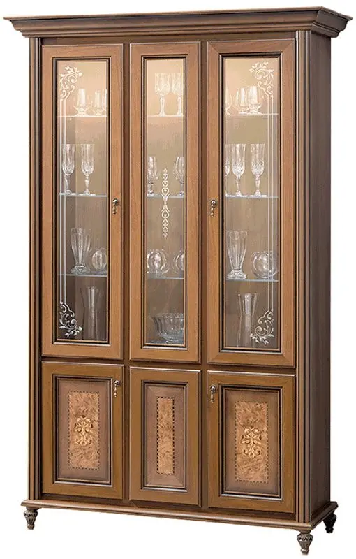 Vitrina Skay Verona Caravaggio Nut/Root Nut (cu trei usi)