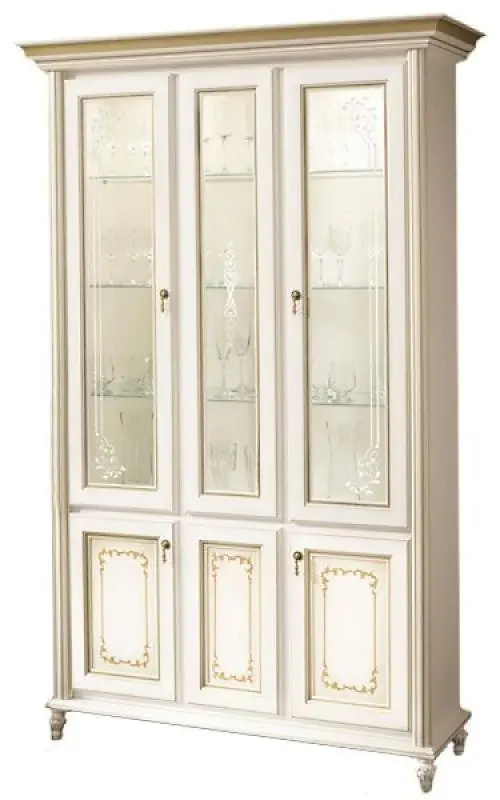 Витрина трехдверная Skay Верона Белый/Золото (без рисунка)