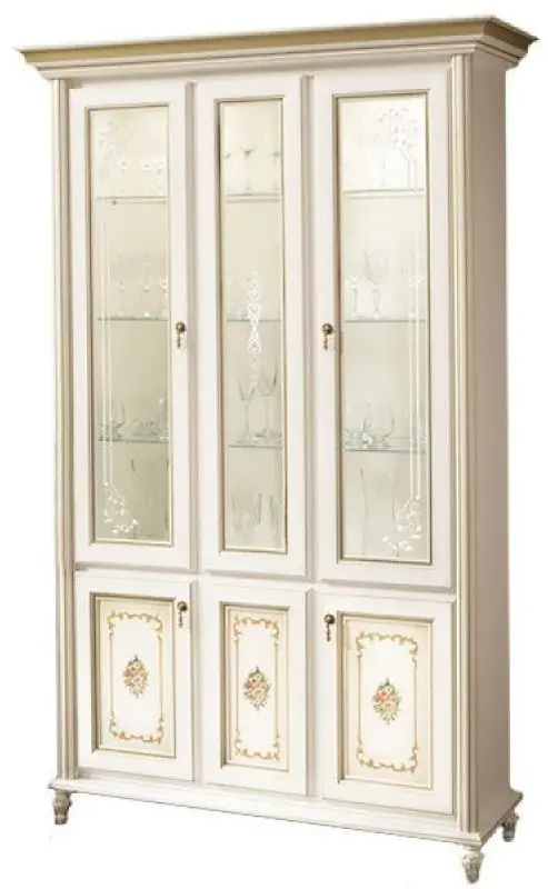 Витрина трехдверная Skay Верона Белый/Золото (с рисунком)