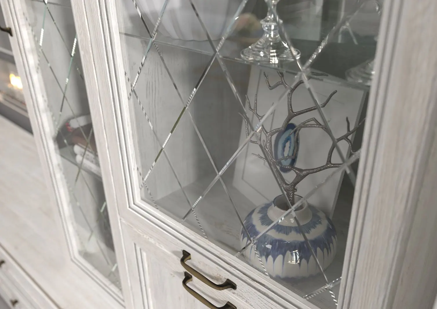 Dulap-vitrina de colt SV-Mebel Aleksandriya ШК-120 (Santorini Pine Light) - 2