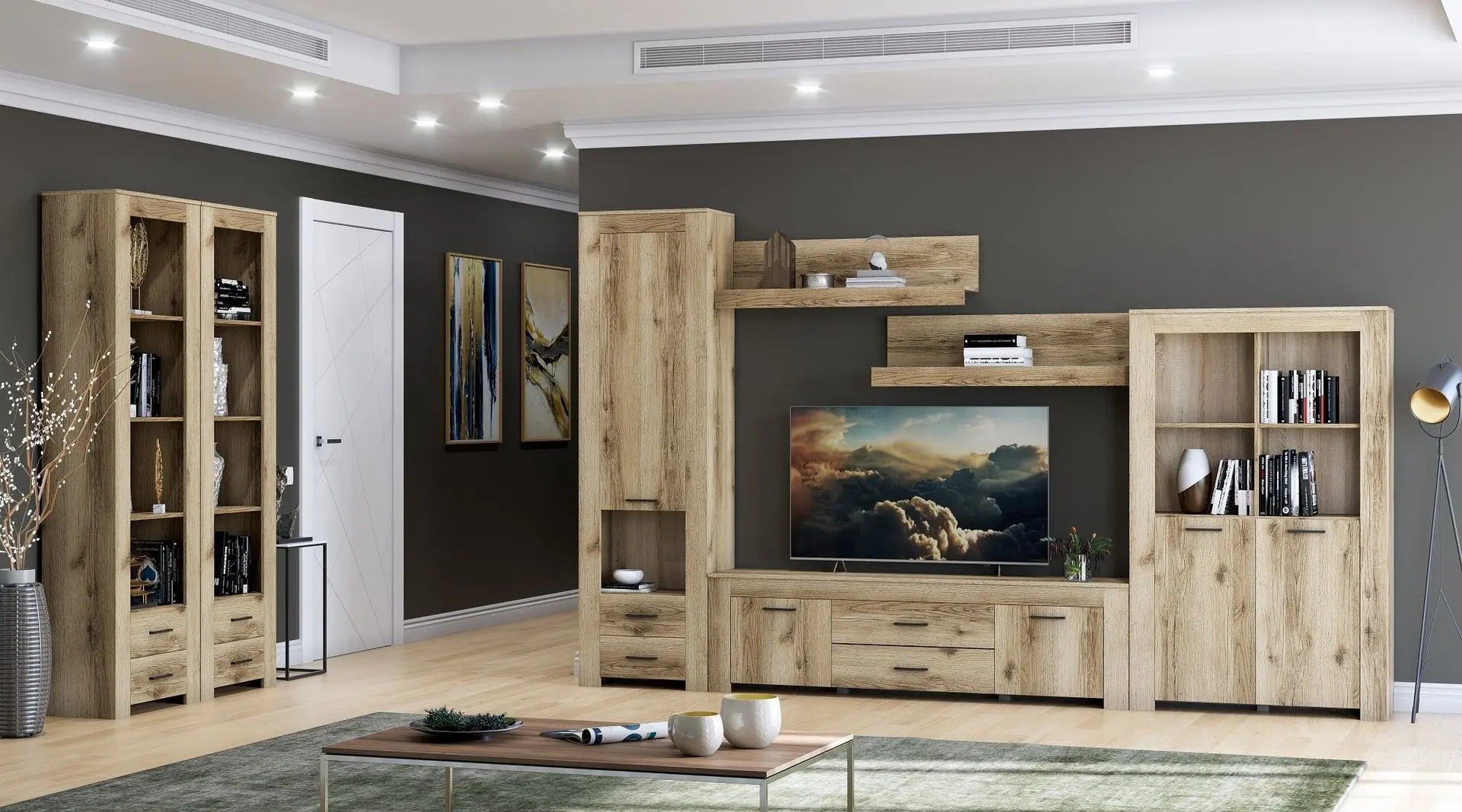 Etajera Астрид-Мебель Kvadro КВД.22 (Delano Oak Light) - 2
