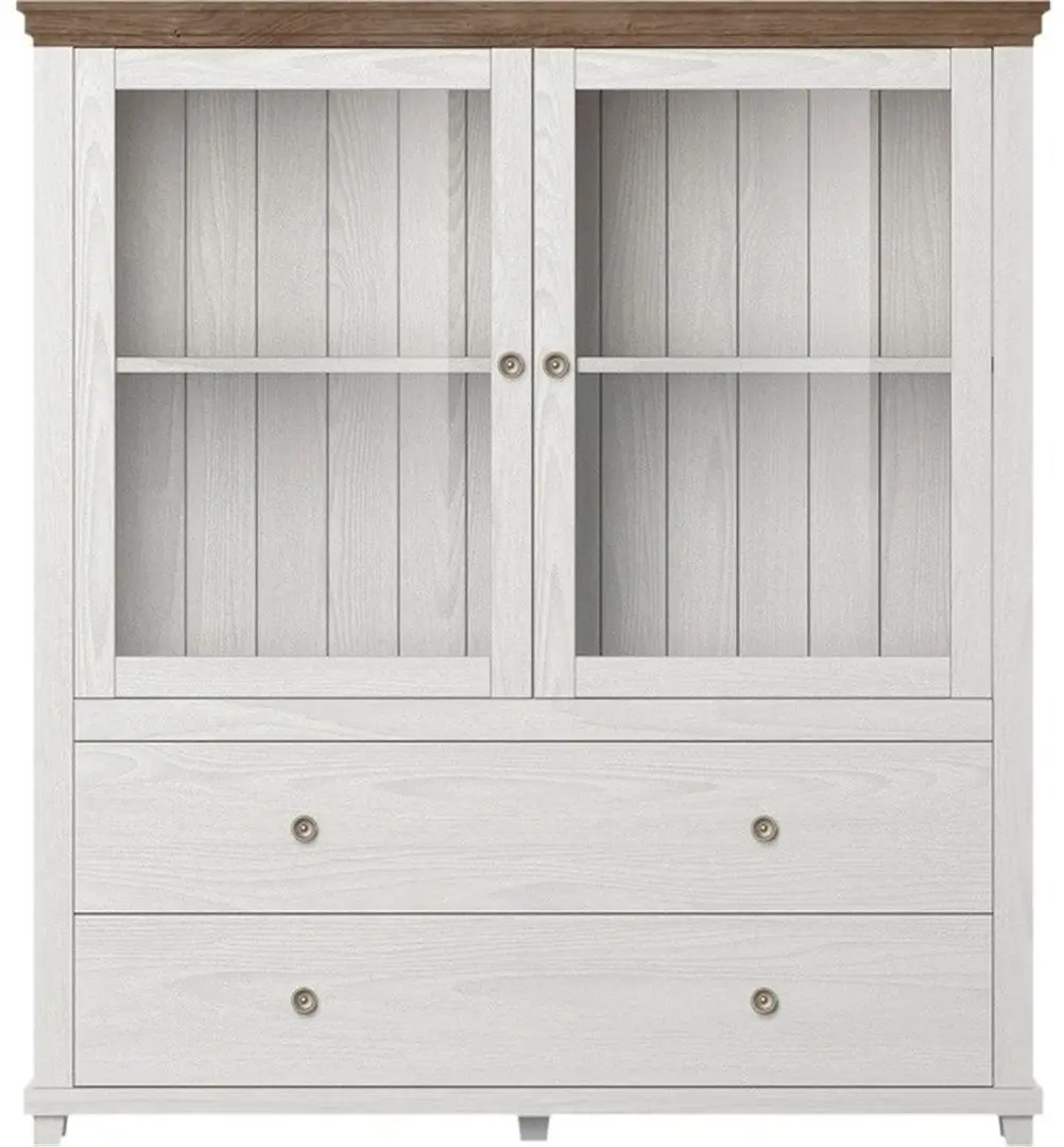 Dulap-Vitrina Helvetia Evora №46 2D2S (Ash Abisko White/Lefkas Oak)