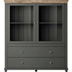 Dulap-Vitrina Helvetia Evora №46 2D2S (Green/Lefkas Oak) Thumb