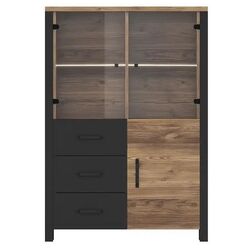 Dulap-vitrina Helvetia Olin №44 3D3S (Spruce Appenzeller/Black Matt) Thumb