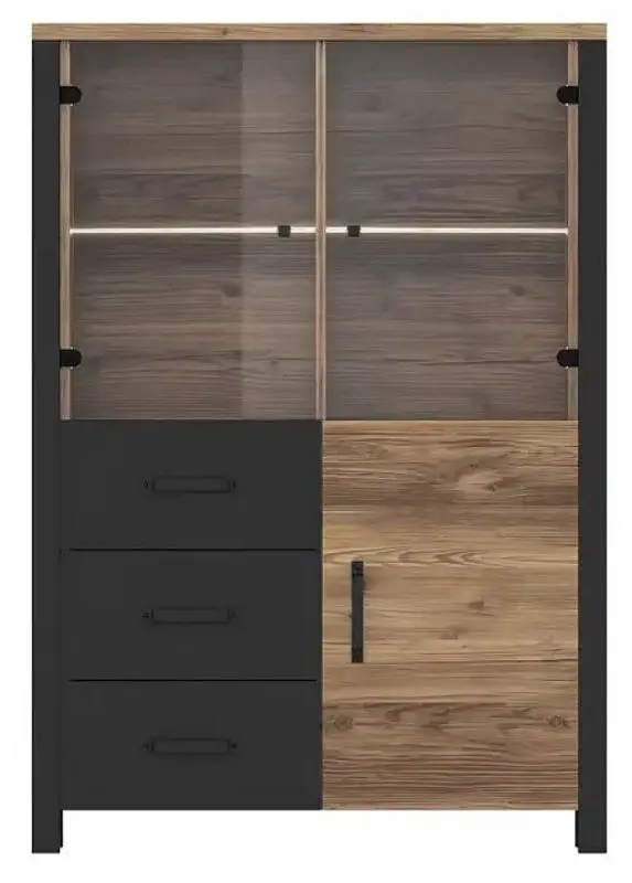 Dulap-vitrina Helvetia Olin №44 3D3S (Spruce Appenzeller/Black Matt)