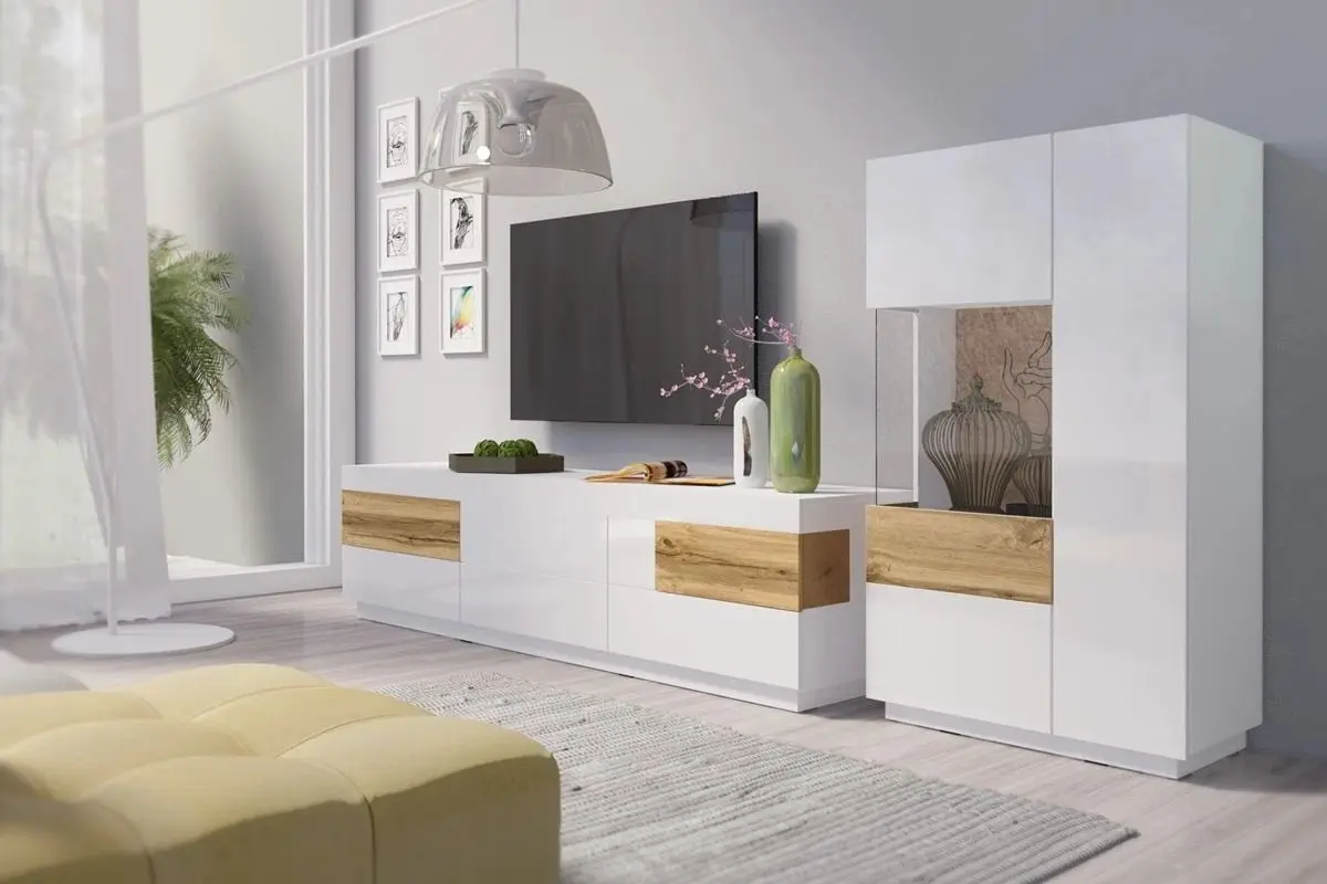 Tumba Helvetia Silke №42 2D Left (White/White Gloss/Wotan Oak)