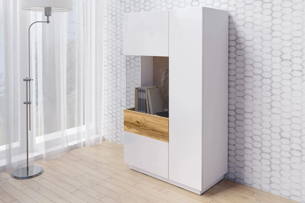 Tumba Helvetia Silke №42 2D Left (White/White Gloss/Wotan Oak)