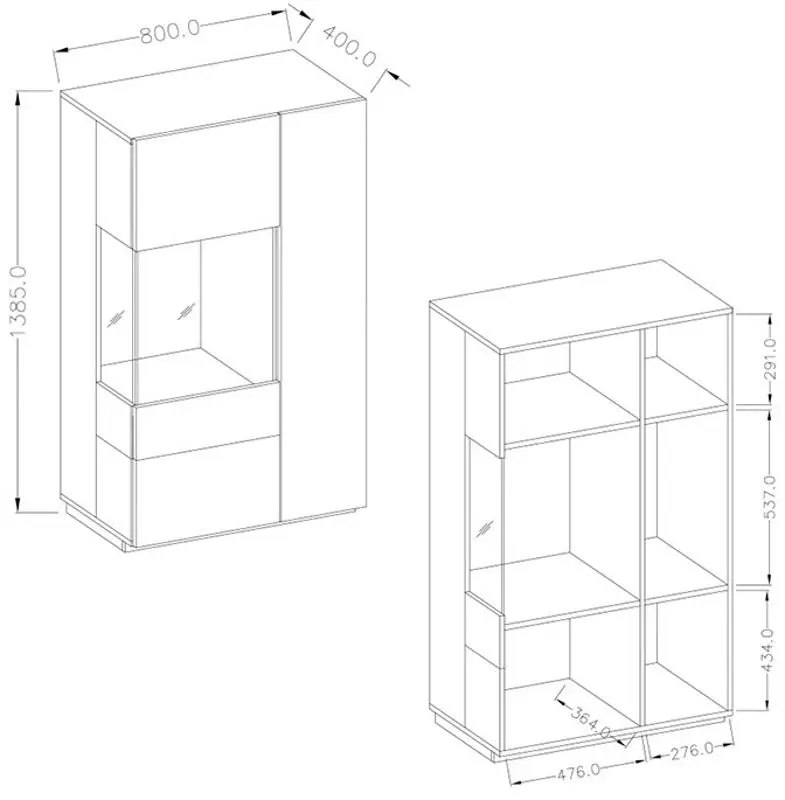 Tumba Helvetia Silke №42 2D Left (White/White Gloss/Wotan Oak)