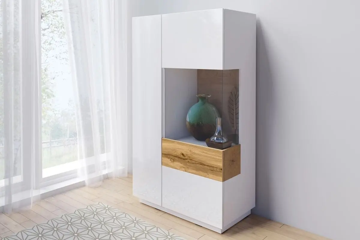 Tumba Helvetia Silke №44 2D Right (White/White Gloss/Wotan Oak)