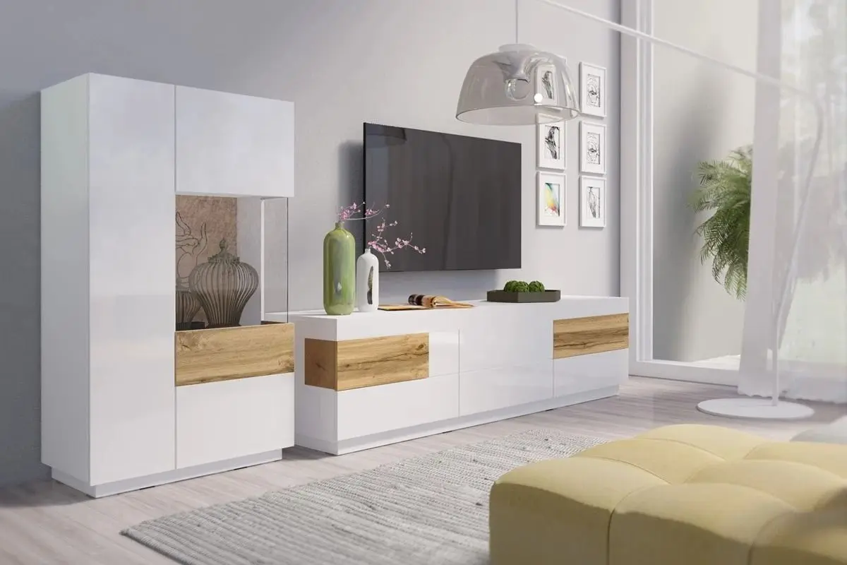 Tumba Helvetia Silke №44 2D Right (White/White Gloss/Wotan Oak)