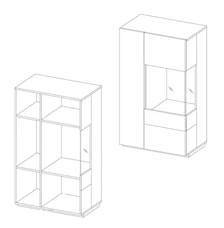 Tumba Helvetia Silke №44 2D Right (White/White Gloss/Wotan Oak)