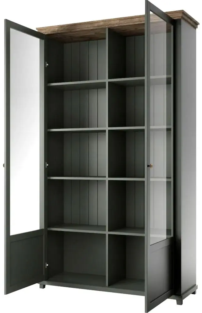 Витрина Helvetia Evora №13 2D (Green/Lefkas Oak)