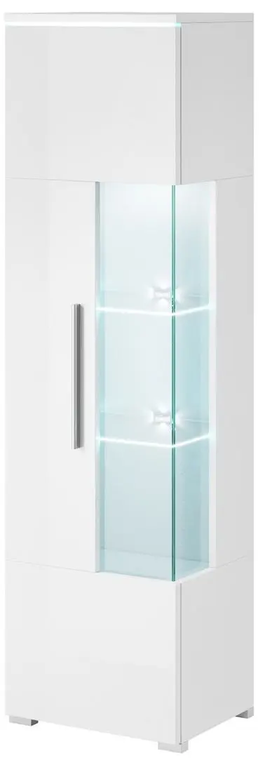 Пенал-витрина Helvetia India №05 1D Left (White/White Gloss)