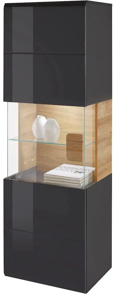 Витрина навесная Helvetia Toledo №07 1D (Anthracite Gloss/Grandson Oak)