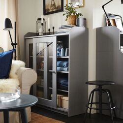 Bufet Ikea Hauga usi de sticla 105x116 (Gri) Thumb