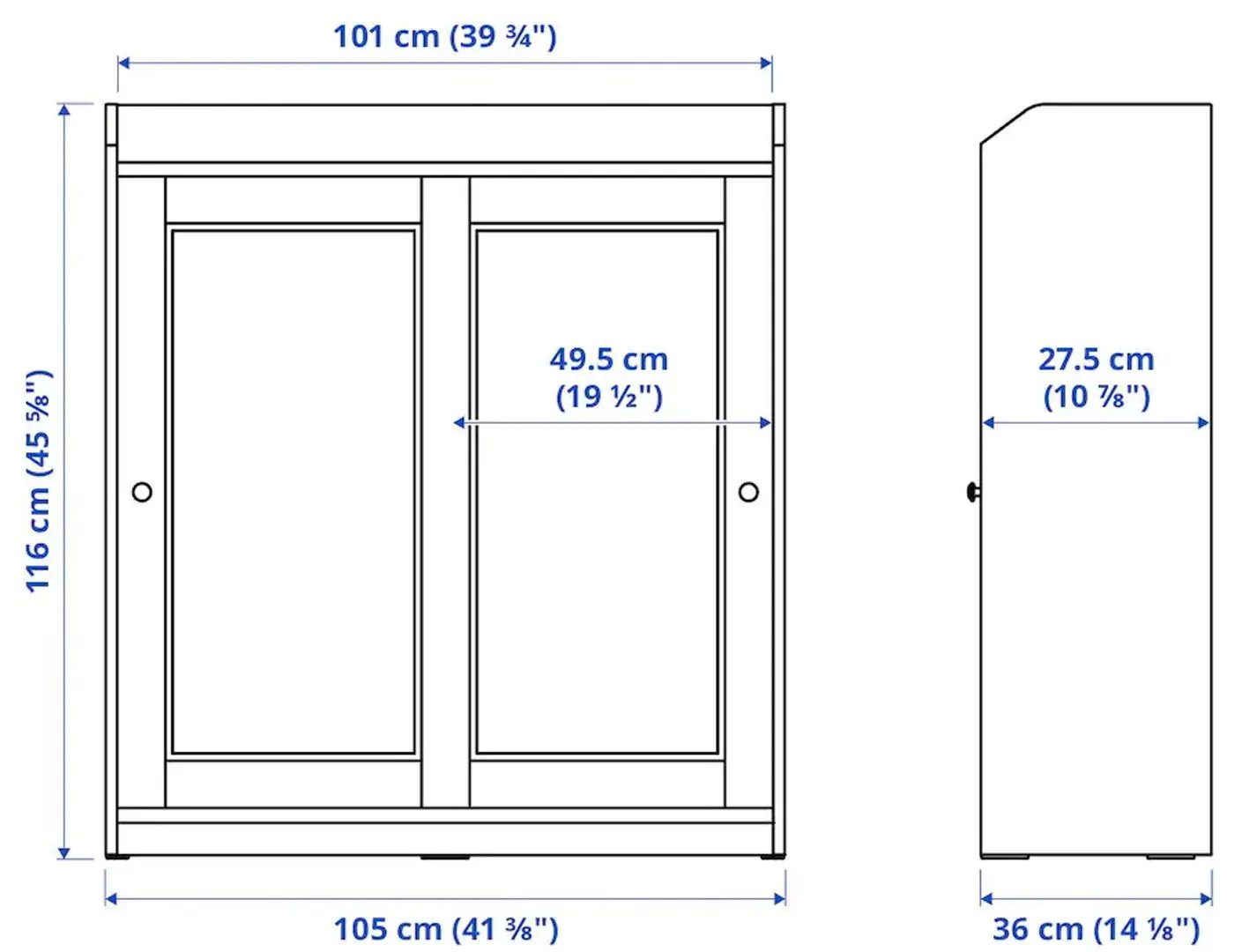 Bufet Ikea Hauga usi de sticla 105x116 (Gri)