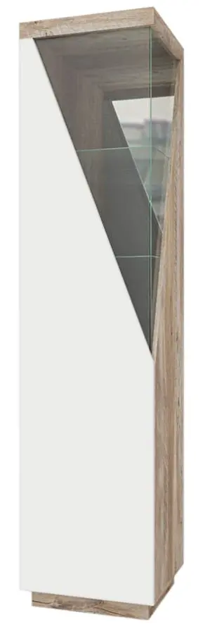 Dulap cu vitrina КМК 0551.6 Layt White/Yukon Oak (stanga)