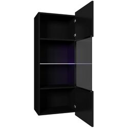 Vitrina Mirjan24 Bralani/Calabrini C5 LED (Black/Black Gloss) Thumb