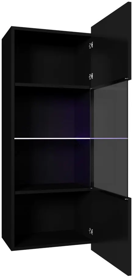 Vitrina Mirjan24 Bralani/Calabrini C5 LED (Black/Black Gloss) - 4