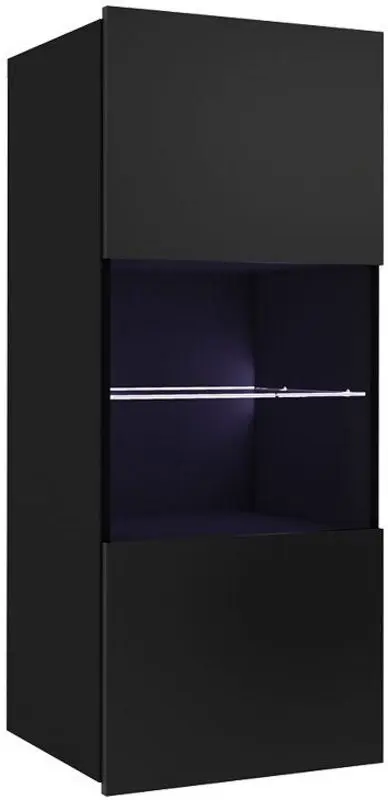 Vitrina Mirjan24 Bralani/Calabrini C5 LED (Black/Black Gloss)
