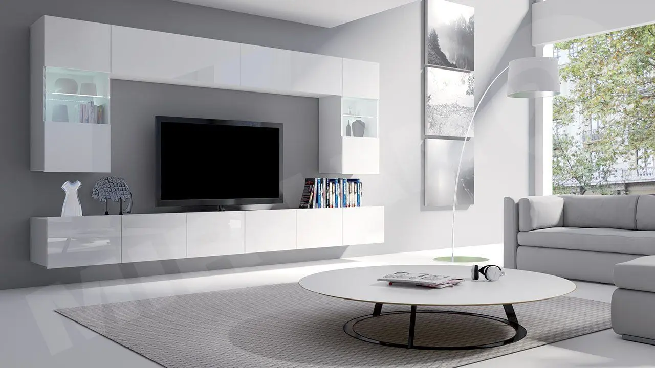 Vitrina Mirjan24 Bralani/Calabrini C5 LED (White/White Gloss) - 3