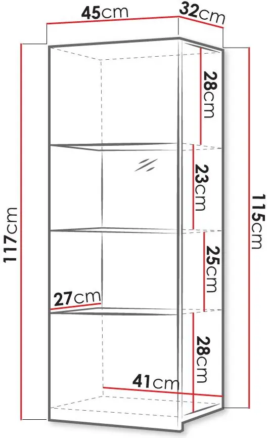 Vitrina Mirjan24 Bralani/Calabrini C5 (White/White Gloss) - 2