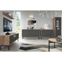 Витрина Mirjan24 Bruno/Basic WT54 LED (Jackson Hickory/Graphite) Thumb