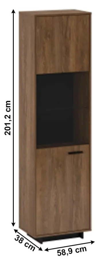 Витрина Tempo Kondela Delis A1 Left (Bolzano Oak/Black) - 2