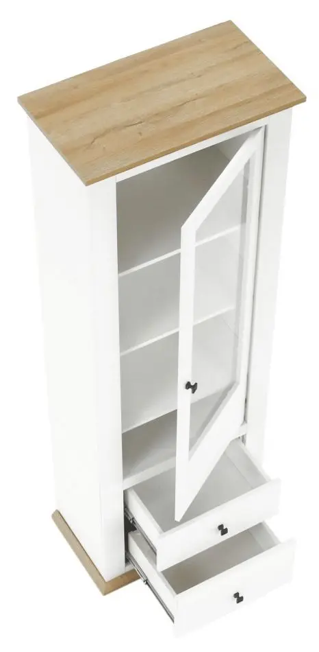 Vitrina Mobhaus Leon MZ4 (White/Grand Oak)