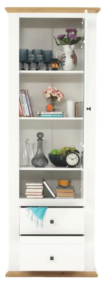 Vitrina Mobhaus Leon MZ4 (White/Grand Oak)