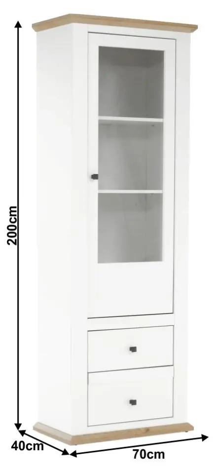 Vitrina Mobhaus Leon MZ4 (White/Grand Oak)