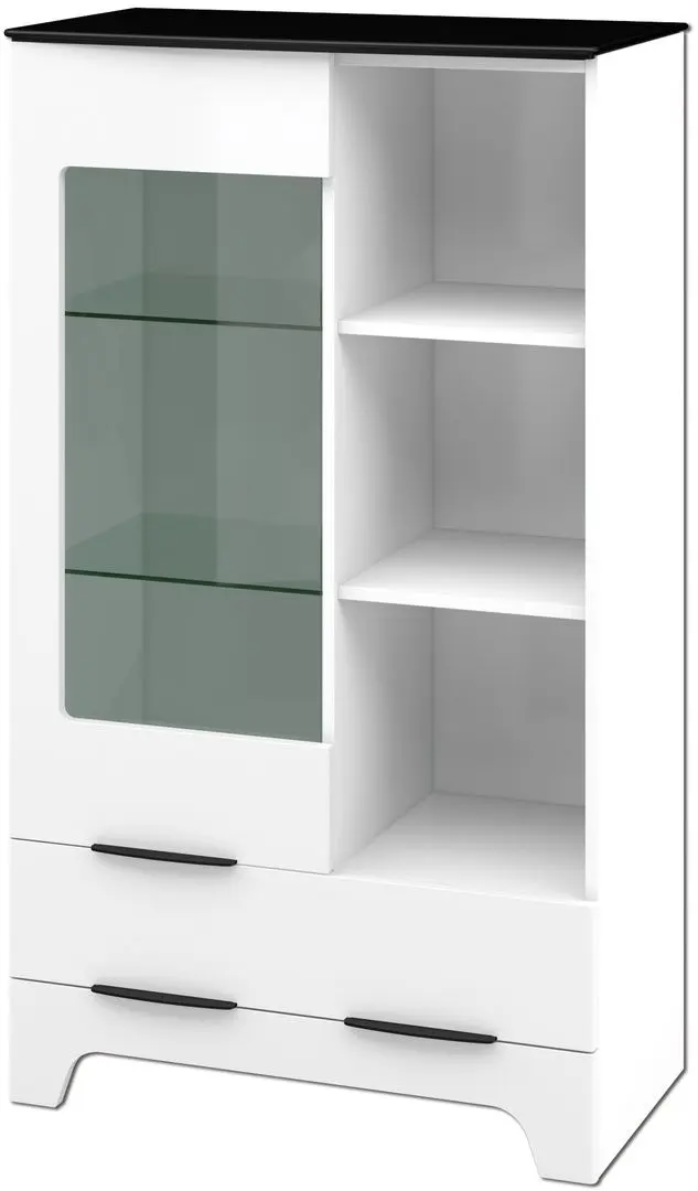 Витрина Неман Верона МН-128-12 (Белый Глянец/Черный Матовый)