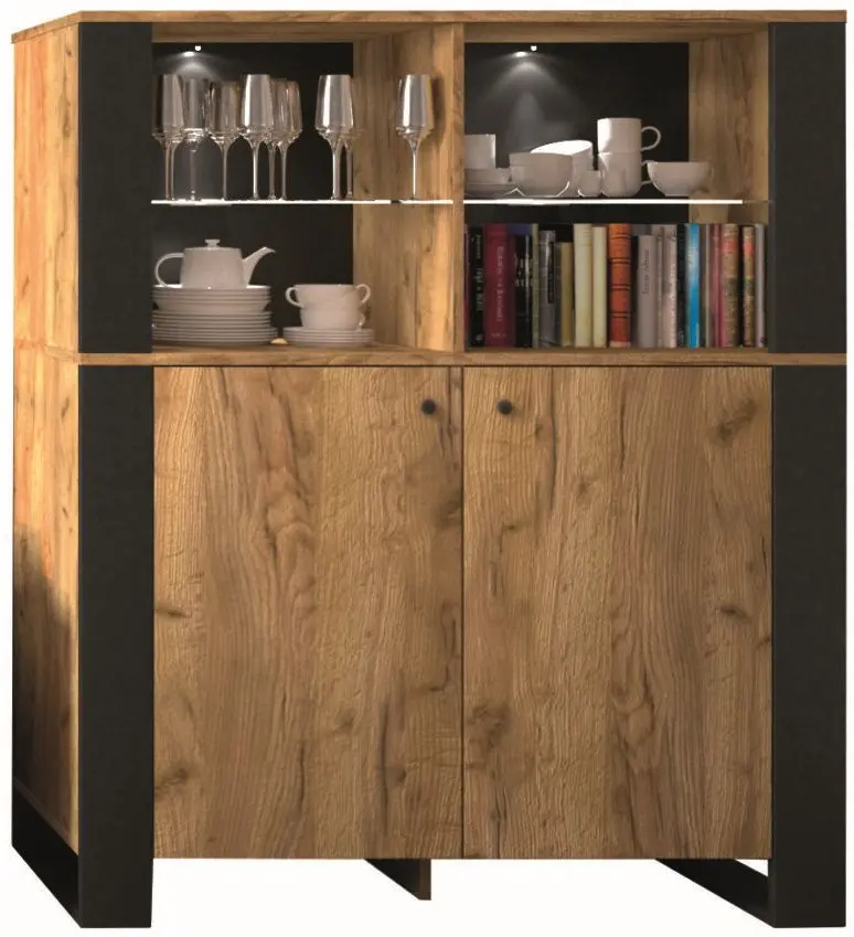 Comoda Sokme Old Vud 2U (Craft Oak Gold/Black)