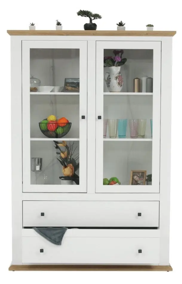 Витрина Tempo Kondela Leon MZ5 (White/Grand Oak)