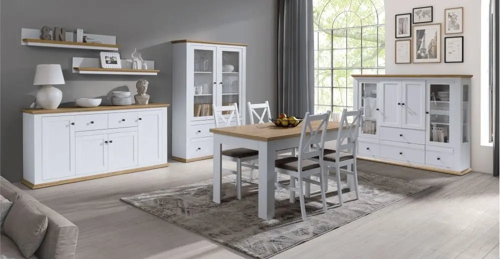 Витрина Tempo Kondela Leon MZ5 (White/Grand Oak)