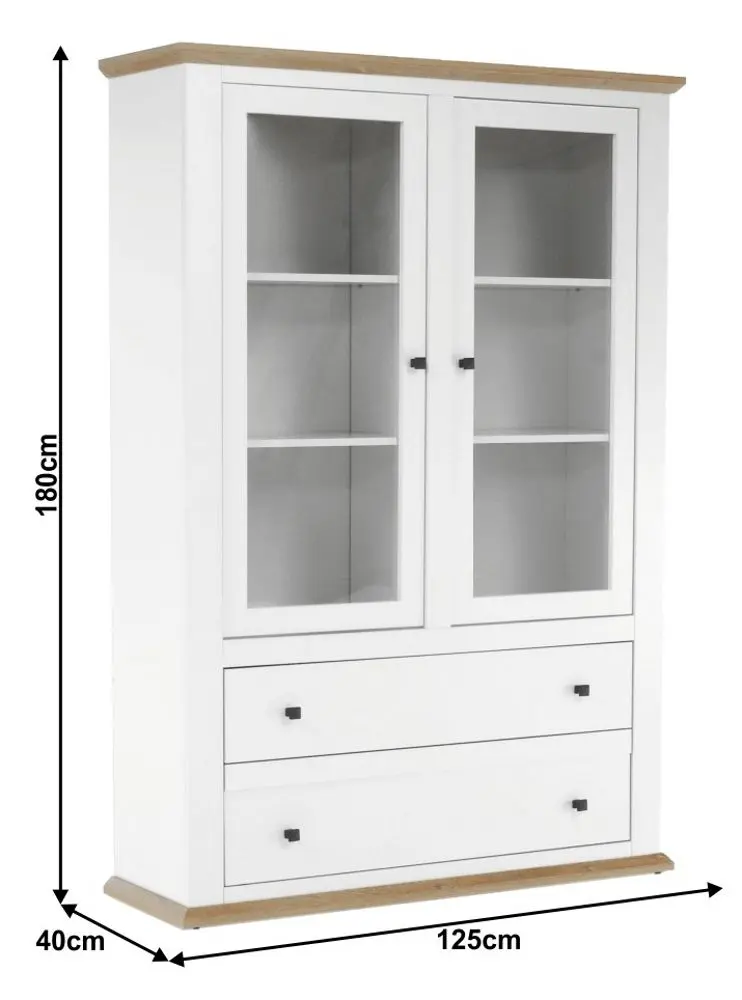 Витрина Tempo Kondela Leon MZ5 (White/Grand Oak)