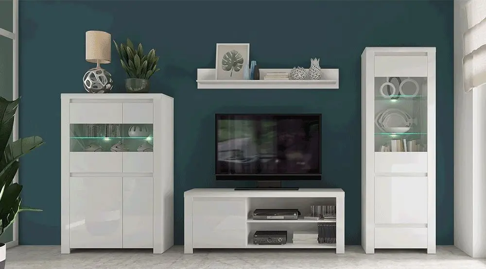 Витрина Tempo Kondela Lindy 1D1W1S (White Gloss) - 5