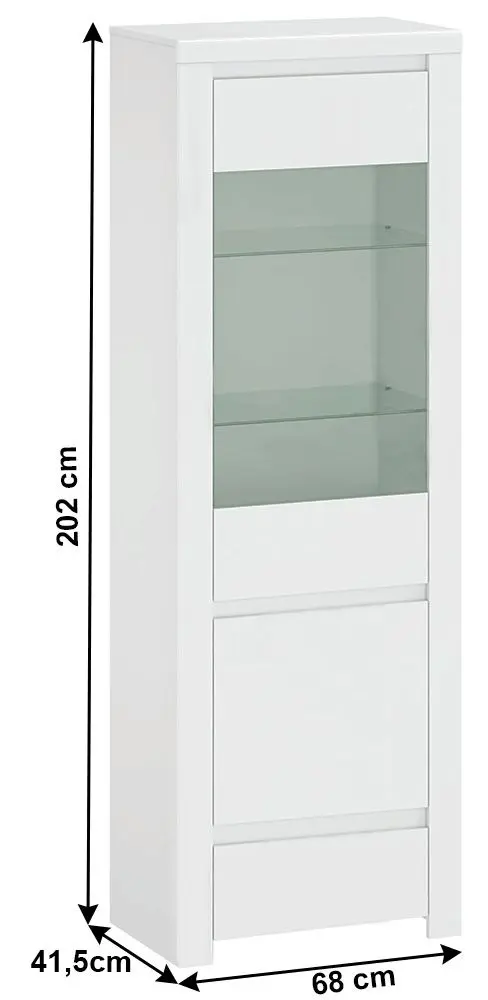Витрина Tempo Kondela Lindy 1D1W1S (White Gloss) - 6