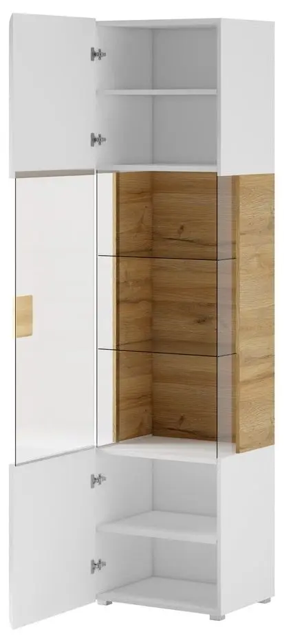 Витрина Helvetia Toledo №05 1D (White Gloss/Sanremo Oak Light)