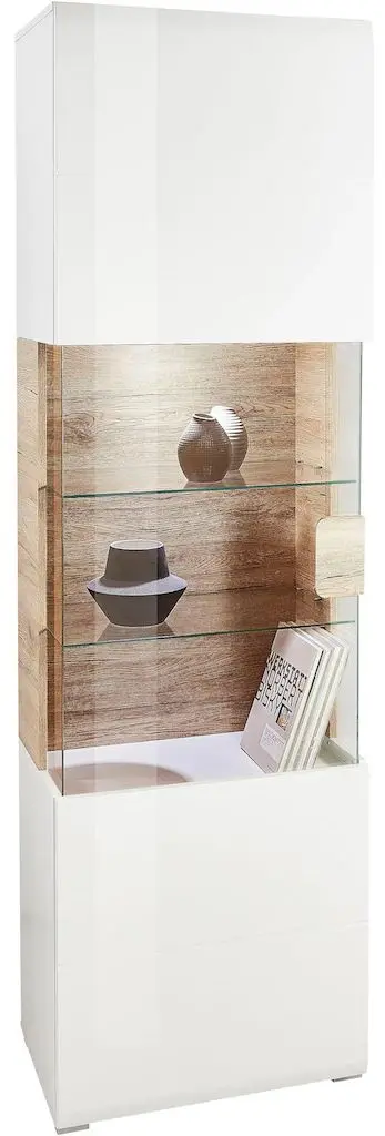 Витрина Helvetia Toledo №05 1D (White Gloss/Sanremo Oak Light)