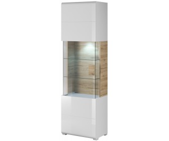 Витрина Helvetia Toledo №05 1D (White Gloss/Sanremo Oak Light)