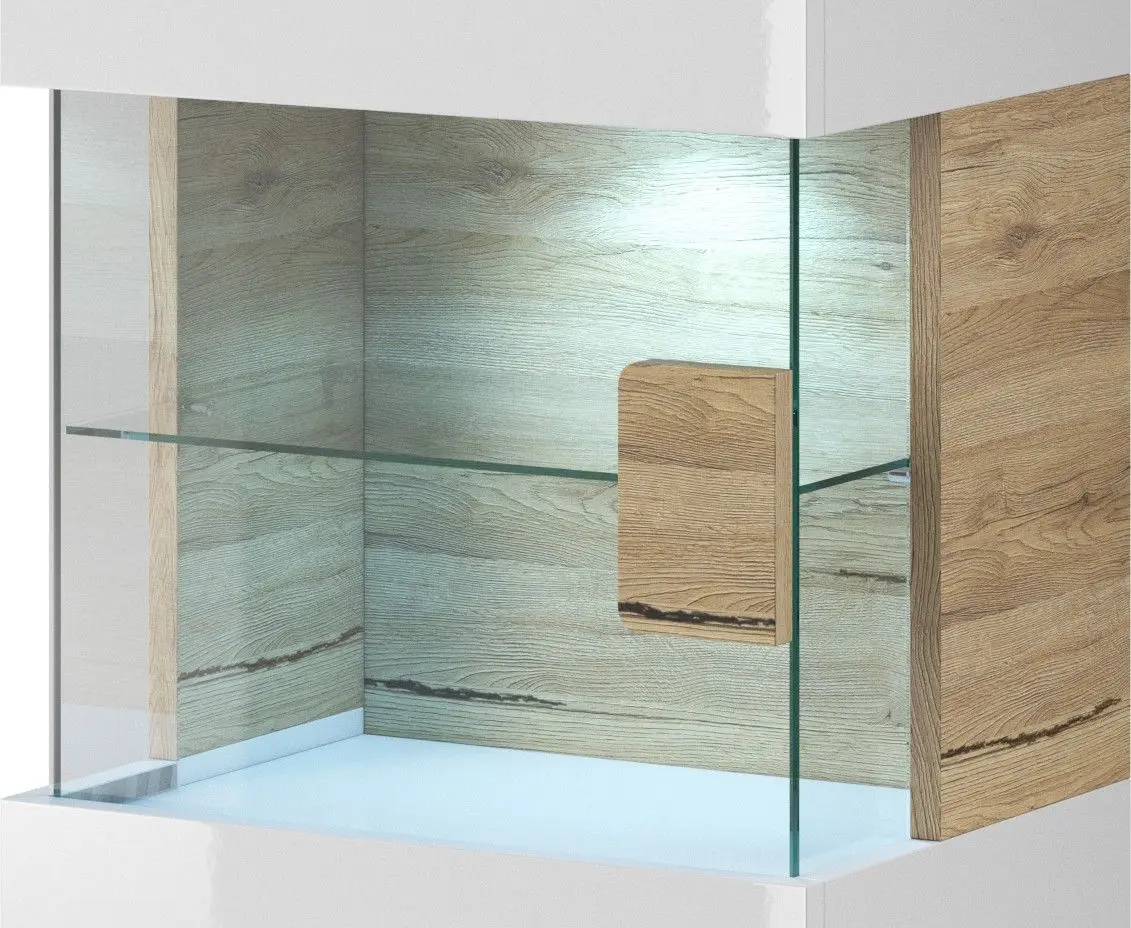 Витрина Helvetia Toledo №05 1D (White Gloss/Sanremo Oak Light)