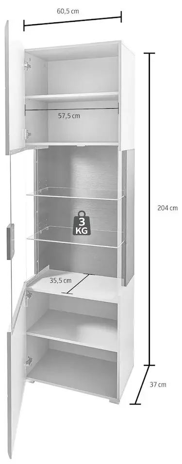 Витрина Helvetia Toledo №05 1D (White Gloss/Sanremo Oak Light)