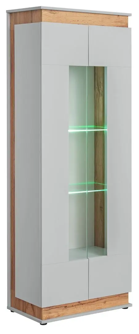 Dulap-vitrina ASM Berlin ASPG BL WSW (Perla Gray/Artisan Oak)