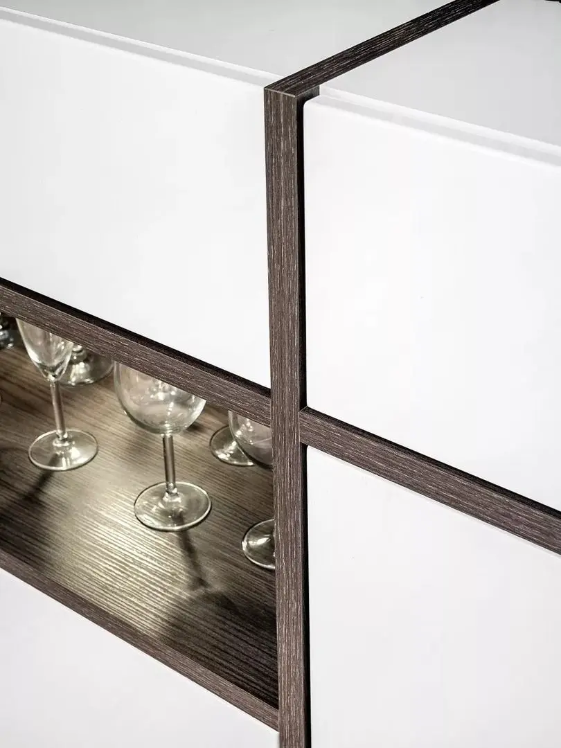 Dulap-vitrina ASM Cross PEW CS WSW (White/White Gloss/Perla Elm) - 4