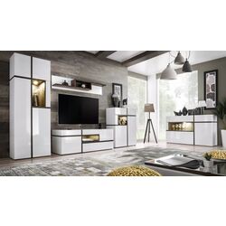 Dulap-vitrina ASM Cross PEW CS WSW (White/White Gloss/Perla Elm) Thumb