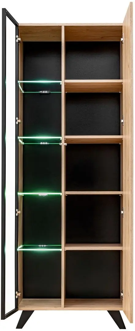 Dulap-vitrina ASM Liam HJZ LM WSW (Hickory Jackson/Black Matt) - 2